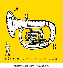 music illustration / hand drawn in vector / yellow background version