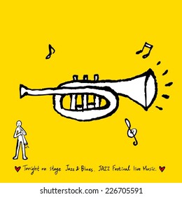music illustration / hand drawn in vector / yellow background version