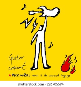 music illustration / hand drawn in vector / yellow background version