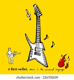 music illustration / hand drawn in vector / yellow background version