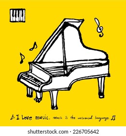 music illustration / hand drawn in vector / yellow background version