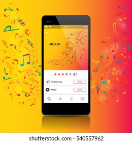 music image mobile phone, vector illustration