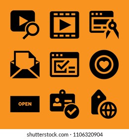 music, inbox, software, web, retail and information icon vector set. Flat vector design with filled icons. Designed for web and software interfaces