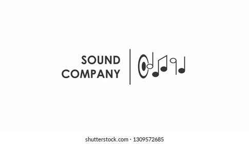 Music industry logo template. The sign is suitable for music schools, shops, recording studios. Simple and concise symbol in combination with notes