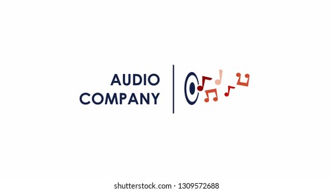 Music industry logo template. The sign is suitable for music schools, shops, recording studios. Simple and concise symbol in combination with notes