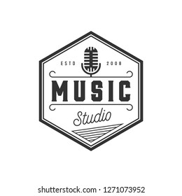 music industry, music studio logo, vintage and badge