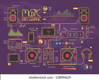 Music Info Graphic Elements,dj Set,vector Background