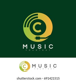 music initial Letter C Logo design