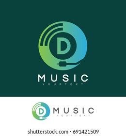 music initial Letter D Logo design