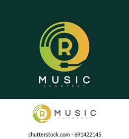 music initial Letter R Logo design
