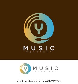 music initial Letter Y Logo design