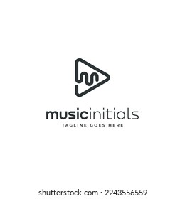 music and initial m logo design template