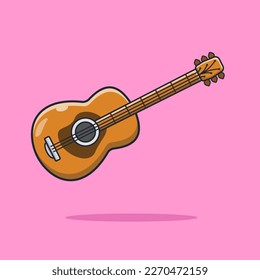 Music Instrument Acoustic Guitar Illustration, Vector, Flat Icon, Flat Design