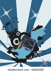 Music instrument background with a drum.