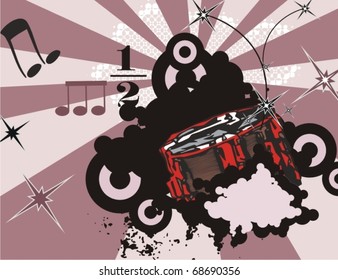 Music instrument background with a drum.