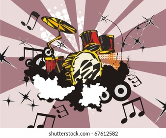 Music instrument background with drums.
