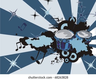 Music instrument background with drums.