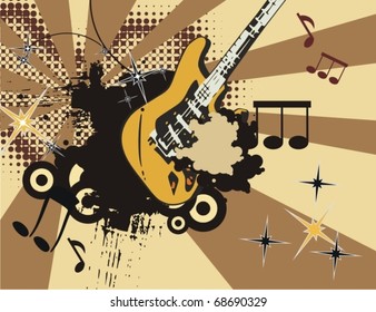 Music instrument background with an electric guitar.