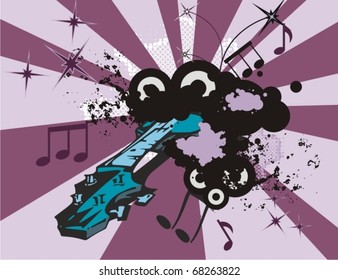 Music instrument background with a guitar.
