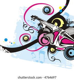 Music instrument background series, vector illustration with grunge details.