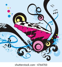 Music instrument background series, vector xylophone illustration of a with grunge details.