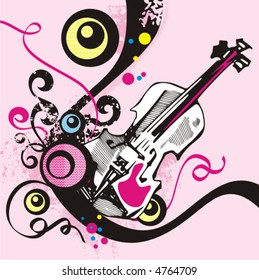 Music instrument background series, vector illustration of a violin with grunge details.