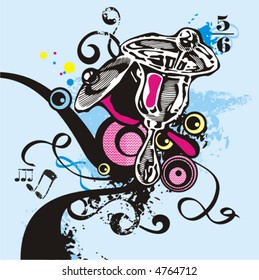 Music instrument background series, vector illustration of bells with grunge details.