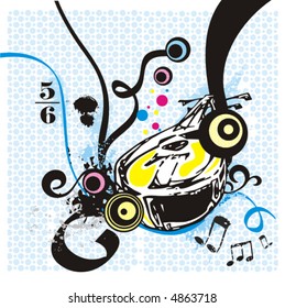 Music instrument background series, vector illustration with grunge details.