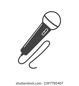 Music instrument of black line set. This captivating illustration showcases a classic microphone, paying tribute to the timeless role it plays in bringing music to life on stage. Vector illustration.