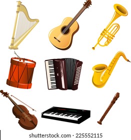 Music instrument cartoon set