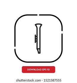 Music instrument, Clarinet outline vector icon