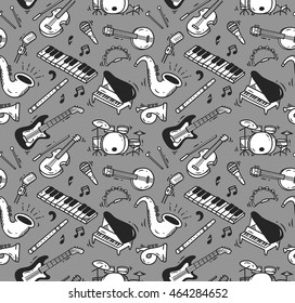 Music instrument doodle background