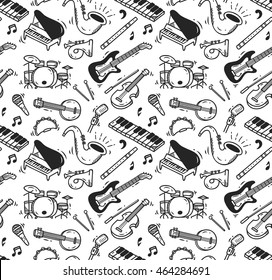 Music instrument doodle background