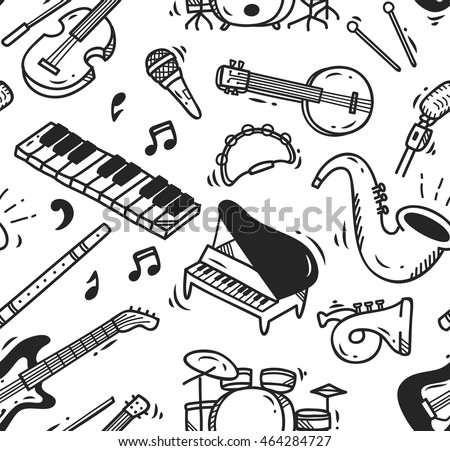 Music instrument doodle background