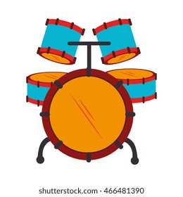 Music instrument drum isolated flat icon colorful design