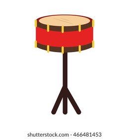 Music instrument drum isolated flat icon colorful design