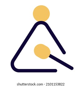 Music instrument with drumstick on a triangle