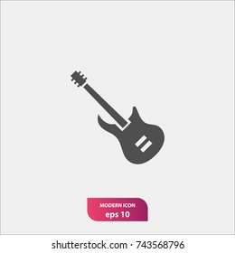 Music instrument icon, acoustic guitar symbol, flat vector and simple illustration sign, trendy style for graphic design, logo, website, mobile app, social media and UI