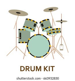 Music instrument icon. Drum kit. Vector flat illustration