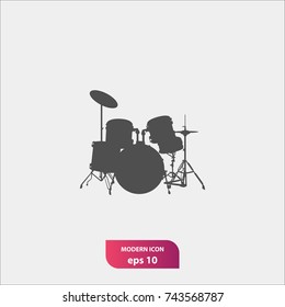 Music instrument icon, drum set symbol, flat vector and simple illustration sign, trendy style for graphic design, logo, website, mobile app, social media and UI