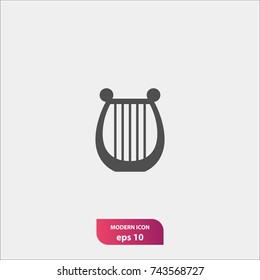 Music instrument icon, harp symbol, flat vector and simple illustration sign, trendy style for graphic design, logo, website, mobile app, social media and UI
