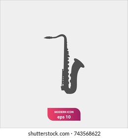 Music instrument icon, saxophone symbol, flat vector and simple illustration sign, trendy style for graphic design, logo, website, mobile app, social media and UI