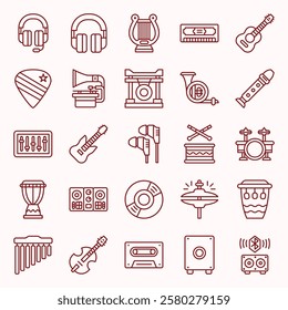 MUSIC AND INSTRUMENT ICON SET