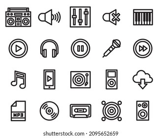 music with instrument icon set. Editable stroke. 48x48 Pixel Perfect.