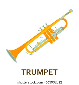 Music instrument icon. Trumpet. Vector flat illustration
