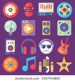 music, instrument, icon, vector, concert, graphic, notes, logo, band, festival, trumpet, retro, background, design, isolated, illustration, party, white, education, sign, guitar, set, piano, 