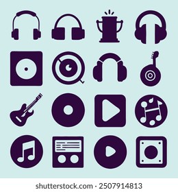 music, instrument, icon, vector, concert, graphic, notes, logo, band, festival, trumpet, retro, background, design, isolated, illustration, party, white, education, sign, guitar, set, piano, 