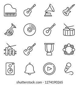 Music and instrument icons pack. Isolated music and instrument symbols collection. Graphic icons element