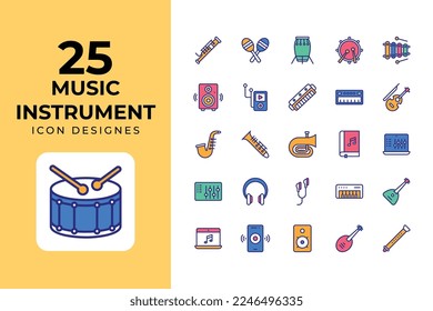 Music Instrument Icons Set vector design