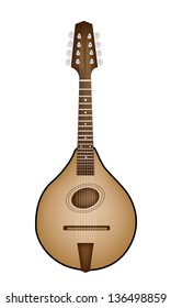 Music Instrument, An Illustration of A Beautiful Antique Bluegrass Mandolin on White Background